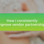 How I consistently improve vendor partnerships